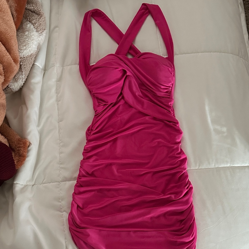 Windsor Fuchsia Ruched Mini Dress